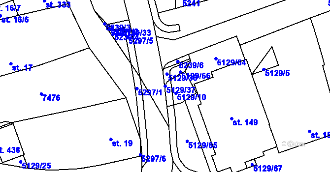 Parcela st. 5129/37 v KÚ Pocinovice, Katastrální mapa