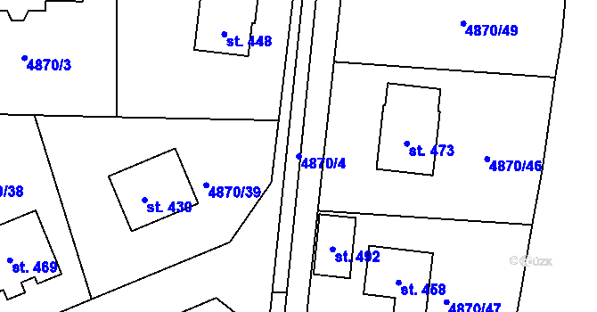 Parcela st. 4870/4 v KÚ Pocinovice, Katastrální mapa