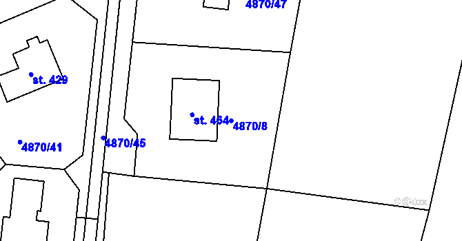 Parcela st. 4870/8 v KÚ Pocinovice, Katastrální mapa