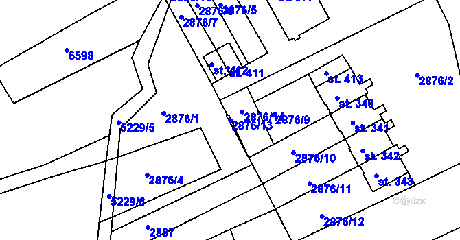 Parcela st. 2876/13 v KÚ Pocinovice, Katastrální mapa