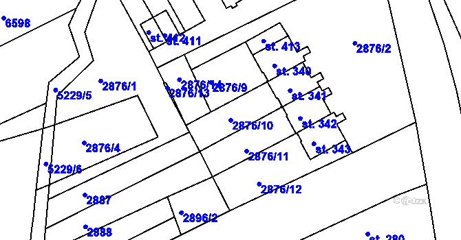 Parcela st. 2876/10 v KÚ Pocinovice, Katastrální mapa