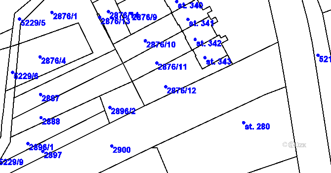 Parcela st. 2876/12 v KÚ Pocinovice, Katastrální mapa