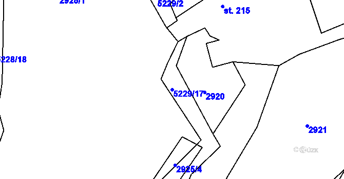Parcela st. 5229/17 v KÚ Pocinovice, Katastrální mapa