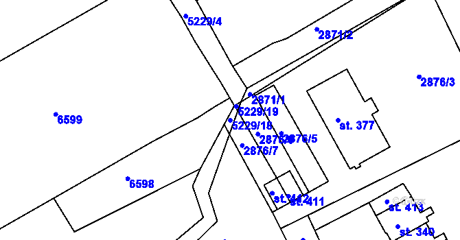 Parcela st. 5229/18 v KÚ Pocinovice, Katastrální mapa