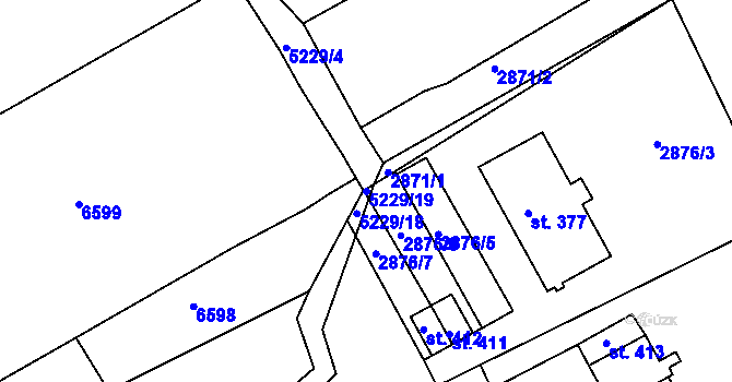 Parcela st. 5229/19 v KÚ Pocinovice, Katastrální mapa