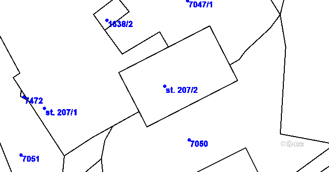 Parcela st. 207/2 v KÚ Pocinovice, Katastrální mapa