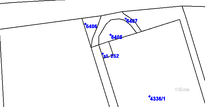 Parcela st. 252 v KÚ Pocinovice, Katastrální mapa