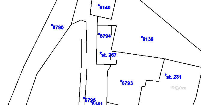 Parcela st. 267 v KÚ Pocinovice, Katastrální mapa