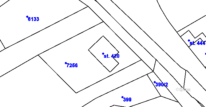Parcela st. 420 v KÚ Pocinovice, Katastrální mapa