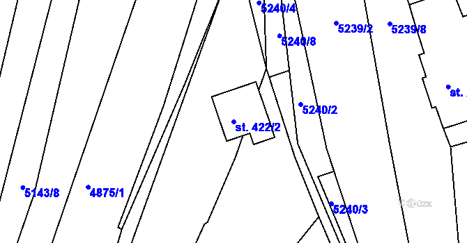Parcela st. 422/2 v KÚ Pocinovice, Katastrální mapa