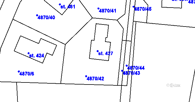 Parcela st. 427 v KÚ Pocinovice, Katastrální mapa