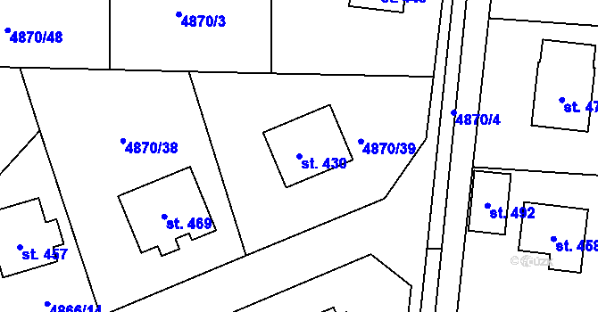 Parcela st. 430 v KÚ Pocinovice, Katastrální mapa