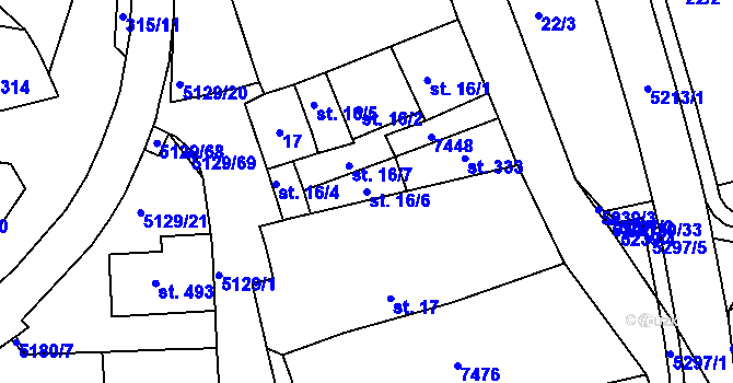 Parcela st. 16/6 v KÚ Pocinovice, Katastrální mapa