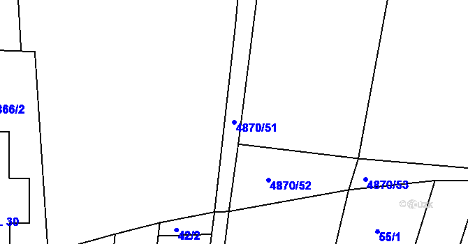 Parcela st. 4870/51 v KÚ Pocinovice, Katastrální mapa