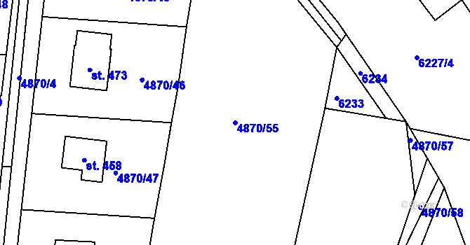 Parcela st. 4870/55 v KÚ Pocinovice, Katastrální mapa