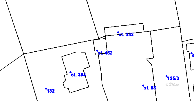 Parcela st. 432 v KÚ Pocinovice, Katastrální mapa