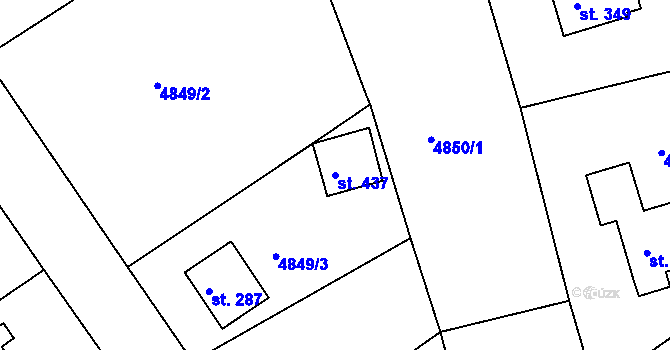 Parcela st. 437 v KÚ Pocinovice, Katastrální mapa