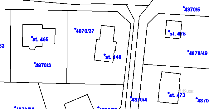 Parcela st. 448 v KÚ Pocinovice, Katastrální mapa