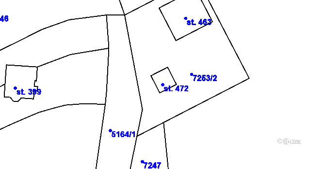 Parcela st. 472 v KÚ Pocinovice, Katastrální mapa