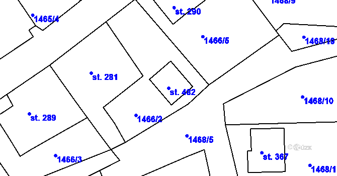 Parcela st. 482 v KÚ Pocinovice, Katastrální mapa
