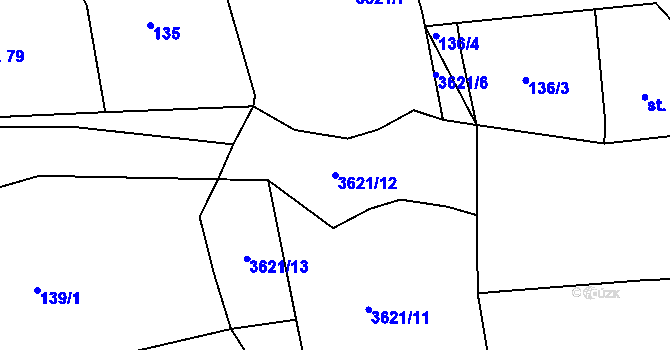 Parcela st. 3621/12 v KÚ Pocinovice, Katastrální mapa