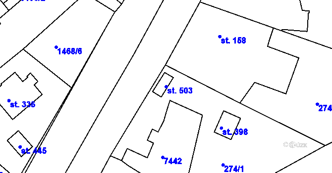 Parcela st. 503 v KÚ Pocinovice, Katastrální mapa