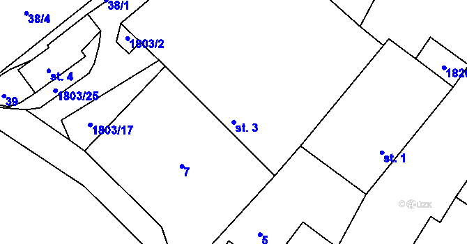 Parcela st. 3 v KÚ Pocoucov, Katastrální mapa