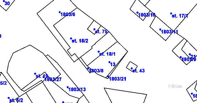 Parcela st. 18/1 v KÚ Pocoucov, Katastrální mapa