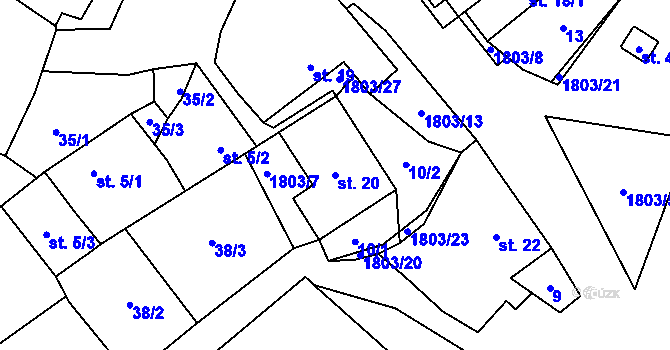 Parcela st. 20 v KÚ Pocoucov, Katastrální mapa
