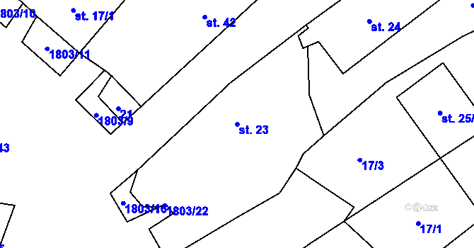 Parcela st. 23 v KÚ Pocoucov, Katastrální mapa