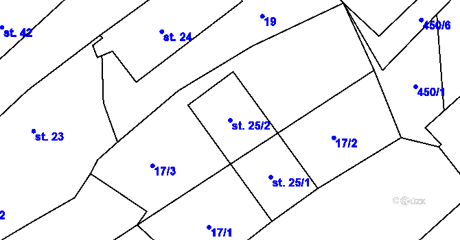 Parcela st. 25/2 v KÚ Pocoucov, Katastrální mapa