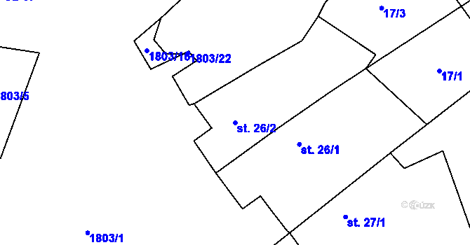 Parcela st. 26/2 v KÚ Pocoucov, Katastrální mapa