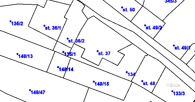 Parcela st. 37 v KÚ Pocoucov, Katastrální mapa