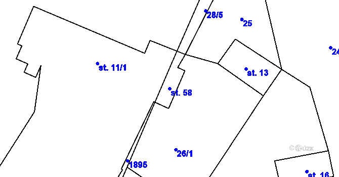 Parcela st. 58 v KÚ Pocoucov, Katastrální mapa