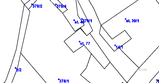 Parcela st. 77 v KÚ Pocoucov, Katastrální mapa