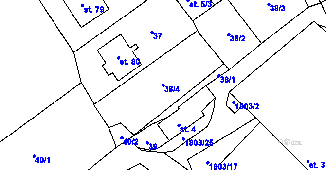 Parcela st. 38/4 v KÚ Pocoucov, Katastrální mapa