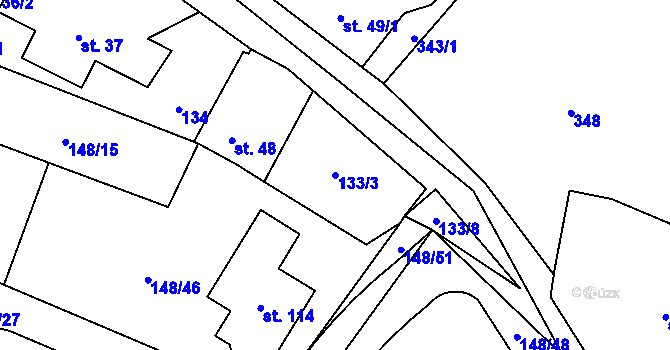 Parcela st. 133/3 v KÚ Pocoucov, Katastrální mapa