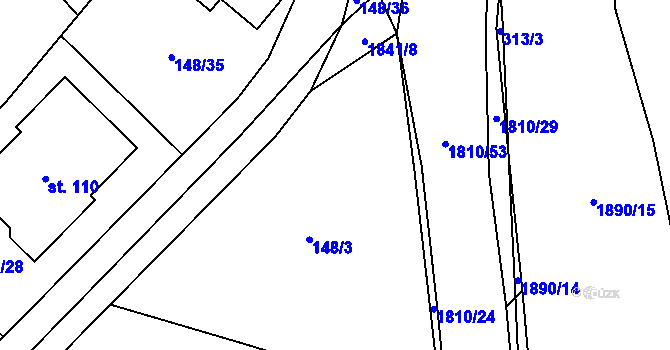 Parcela st. 148/3 v KÚ Pocoucov, Katastrální mapa