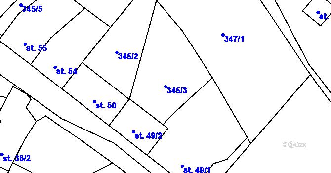 Parcela st. 345/3 v KÚ Pocoucov, Katastrální mapa