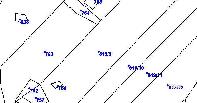 Parcela st. 819/9 v KÚ Pocoucov, Katastrální mapa