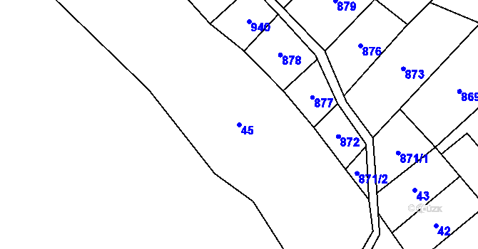 Parcela st. 45 v KÚ Pocoucov, Katastrální mapa