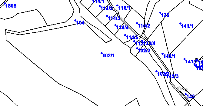 Parcela st. 102/1 v KÚ Pocoucov, Katastrální mapa