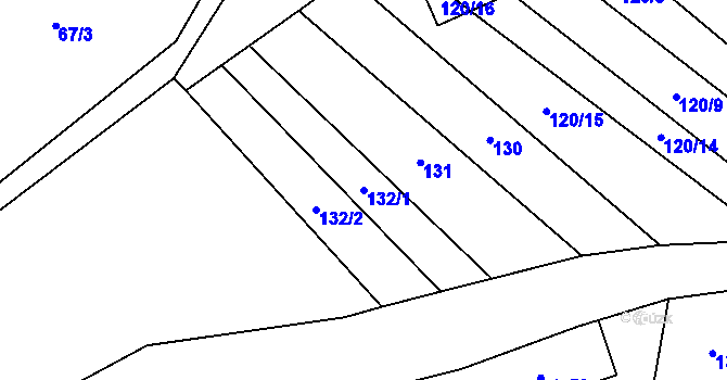 Parcela st. 132/1 v KÚ Pocoucov, Katastrální mapa