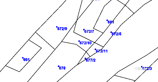 Parcela st. 672/10 v KÚ Pocoucov, Katastrální mapa