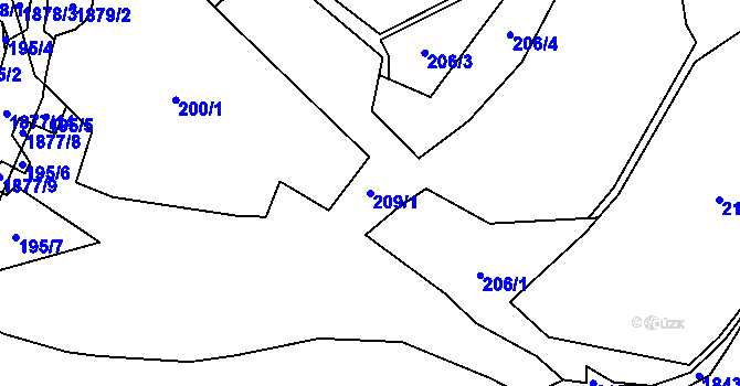 Parcela st. 209/1 v KÚ Pocoucov, Katastrální mapa