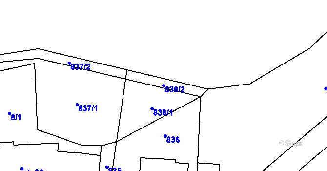 Parcela st. 838/2 v KÚ Počaply u Březnice, Katastrální mapa