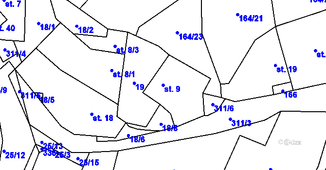Parcela st. 9 v KÚ Heřmaneč u Počátek, Katastrální mapa