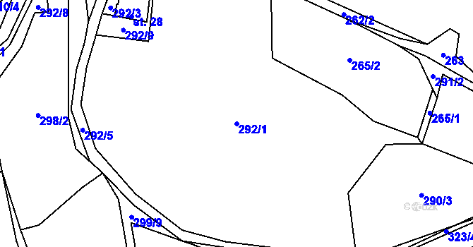 Parcela st. 292/1 v KÚ Heřmaneč u Počátek, Katastrální mapa