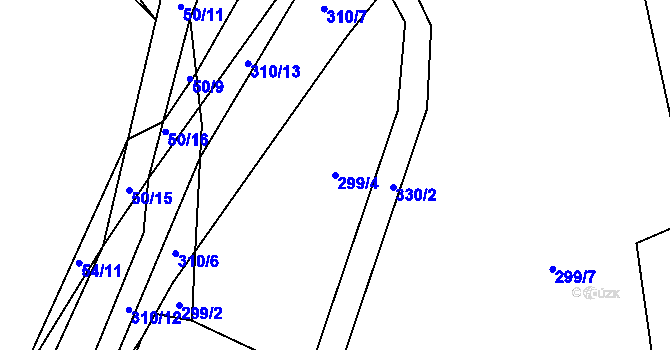 Parcela st. 299/4 v KÚ Heřmaneč u Počátek, Katastrální mapa