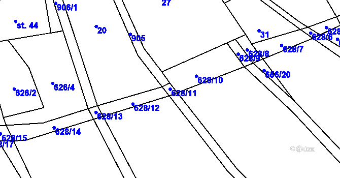 Parcela st. 628/11 v KÚ Horní Vilímeč, Katastrální mapa